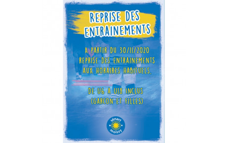 Communiqué sur la reprise des entrainements pour les mineurs
